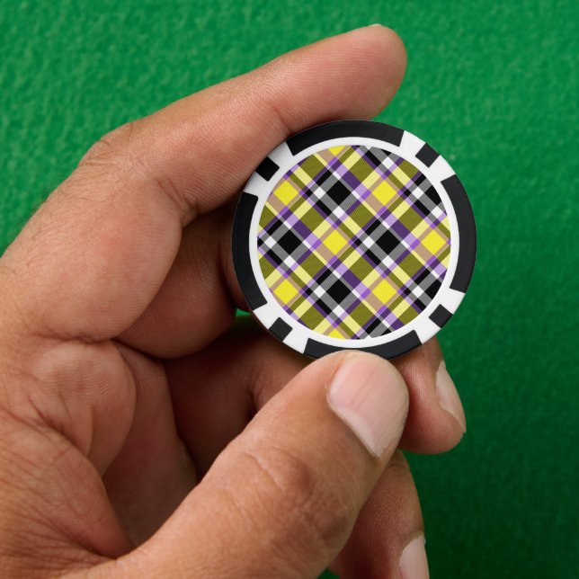 Quirky Eclectic Boho Nonbinary Plaid Pride Flag Poker Chips (Hand)