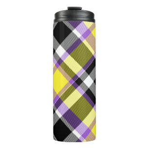 Quirky Eclectic Boho Nonbinary Plaid Pride Flag Thermal Tumbler