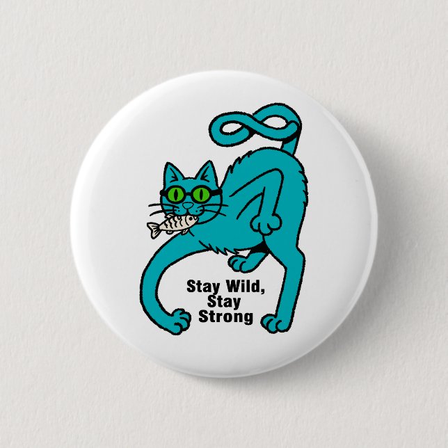 Quirky Expressive Cat 6 Cm Round Badge (Front)