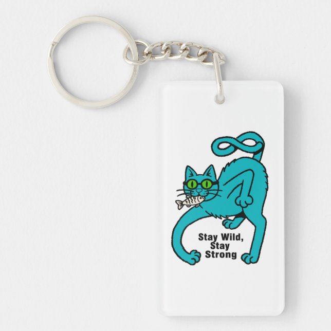 Quirky Expressive Cat Key Ring (Front)