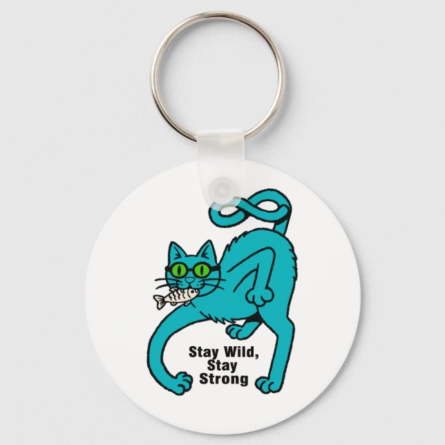 Quirky Expressive Cat Key Ring (Front)
