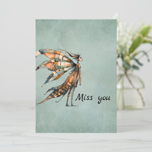 Quirky Fairy | Miss You Greeting Card (Standing Front)