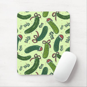 Quirky Festive Christmas Pickles Pattern Mouse Mat