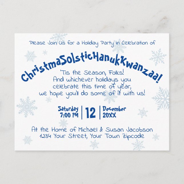 Quirky Festive Fun All Inclusive Holiday Party Invitation Postcard (Front)