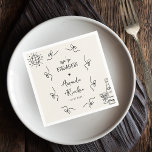 Quirky French Vintage Whimsy Bows Engagement Party Napkin<br><div class="desc">Bring playful elegance to your event with these Quirky French Vintage Whimsy Bows Engagement Party Napkins! Featuring hand-drawn elements like whimsical bows, a champagne bottle, cocktail glass, and disco ball, along with handwritten text, these napkins add a fun, vintage French touch to your celebration. Perfect for retro, boho, or chic...</div>
