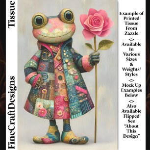 Quirky Frog, Colorful Coat, Rose DL7R Decoupage Tissue Paper