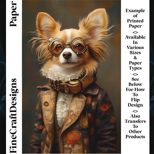 Quirky & Fun Papillon Dog Portrait CQ2 Craft Paper (Creator Uploaded)
