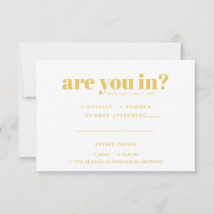 Quirky Fun Wedding RSVP   70s Typography Announcement