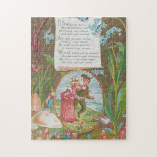 Quirky Funky Retro Valentine's Card, Kate Greenway Jigsaw Puzzle