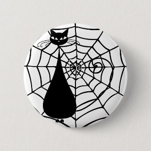 Quirky Funny Black Cat Feline 6 Cm Round Badge