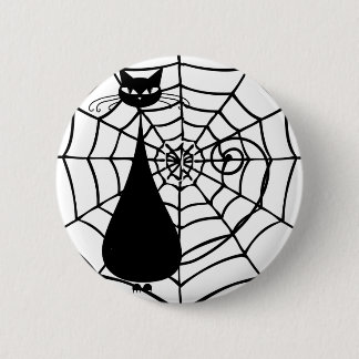 Quirky Funny Black Cat Feline 6 Cm Round Badge