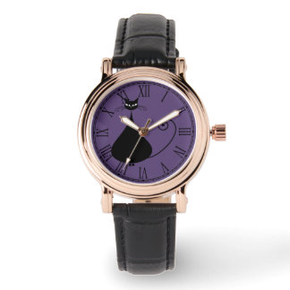 Quirky Funny Black Cat Feline Watch