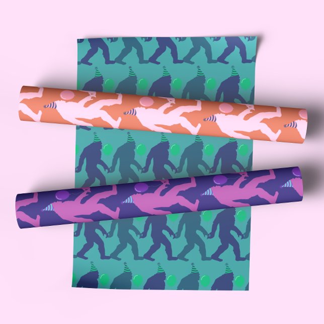 Quirky & Funny Bright Colourful Birthday Bigfoot  Wrapping Paper Sheet (Creator Uploaded)