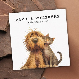 Quirky Funny Dog Cat Veterinary Square Business Card