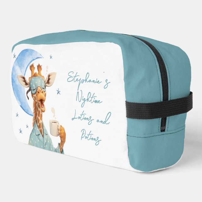 Quirky Giraffe Blue make up bag (Left Corner)