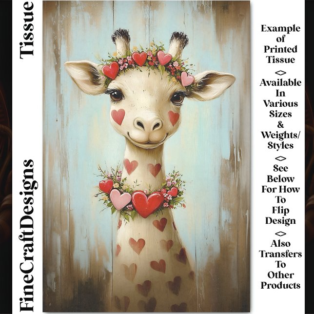 Quirky Giraffe, Floral Heart Garland CH8 Decoupage Tissue Paper (Creator Uploaded)