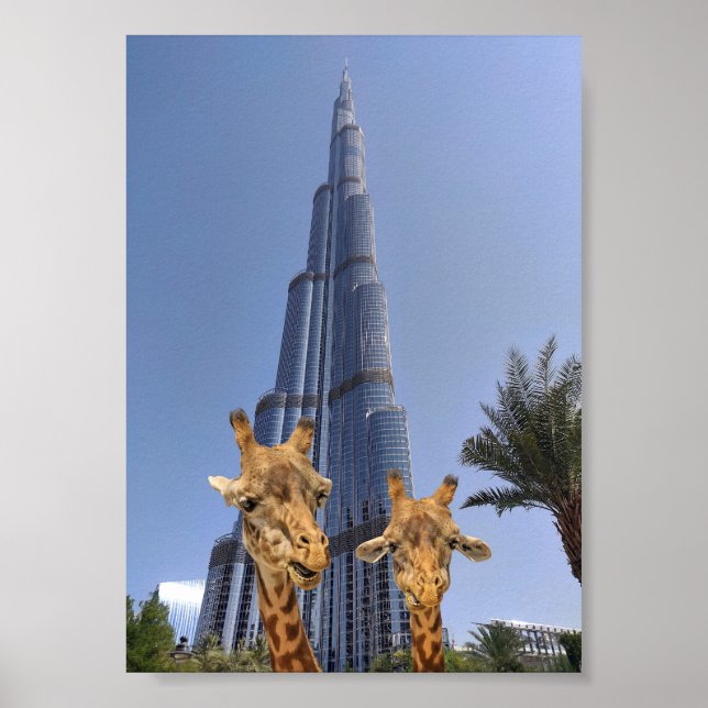 Quirky Giraffes at Burj Khalifa Wall Art (Front)