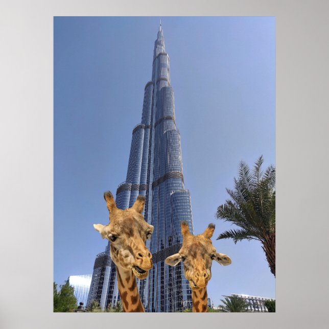 Quirky Giraffes at Burj Khalifa Wall Art (Front)