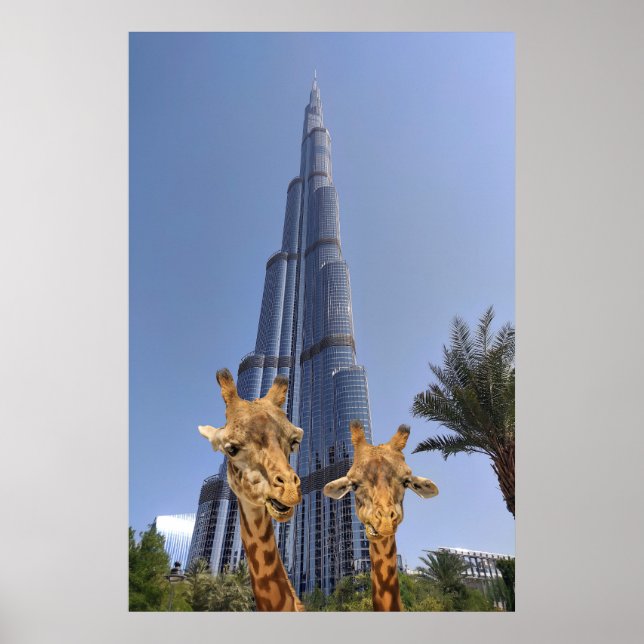 Quirky Giraffes at Burj Khalifa Wall Art (Front)