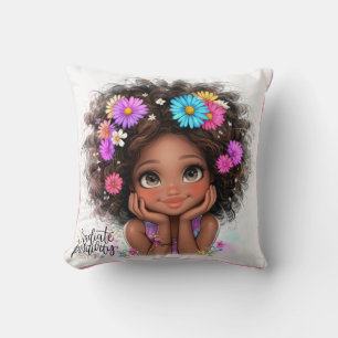 Quirky Girl Radiate Positivity Throw Pillow