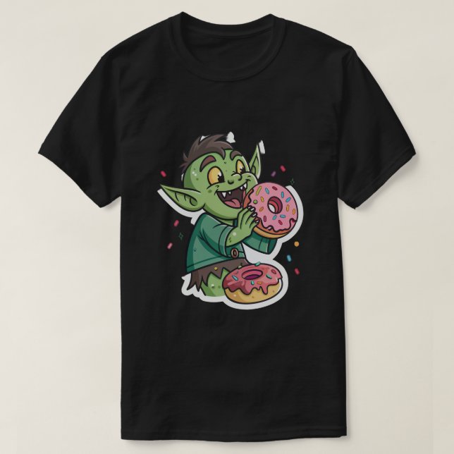 Quirky Goblin's Messy Sprinkle Doughnut T-Shirt: F T-Shirt (Design Front)
