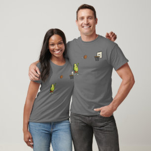 Quirky Green Avocado Playing Basketball T-Shirt