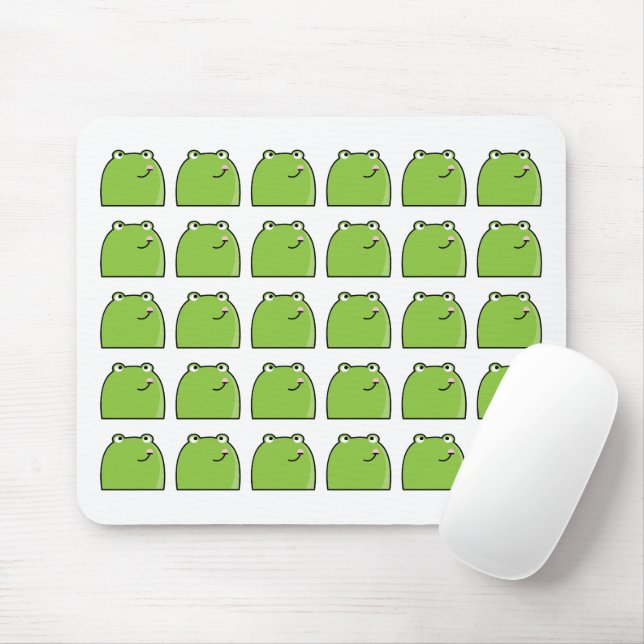 Quirky Green Frog Pattern Design Mouse Pad (With Mouse)