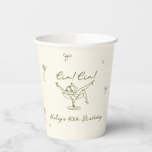 Quirky Green Hand Drawn Cin Cin Martini Paper Cups