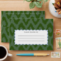 Quirky Green Ogee Pattern and Blue Wavy Line