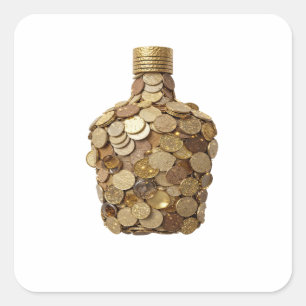 Quirky Grey MONEY BOTTLE Decal Art Square Sticker