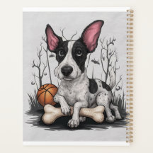 Quirky Halloween Pup: Spotted Dog with Basketball 