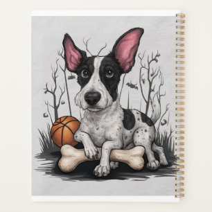 Quirky Halloween Pup: Spotted Dog with Basketball  Planner