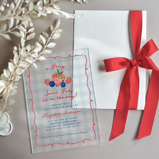 Quirky Hand Drawn Berry Sweet Baby Shower Acrylic Invitations