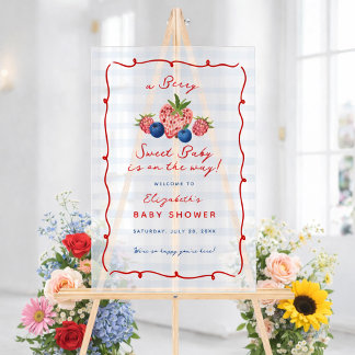 Quirky Hand Drawn Berry Sweet Baby Shower Acrylic  Sign