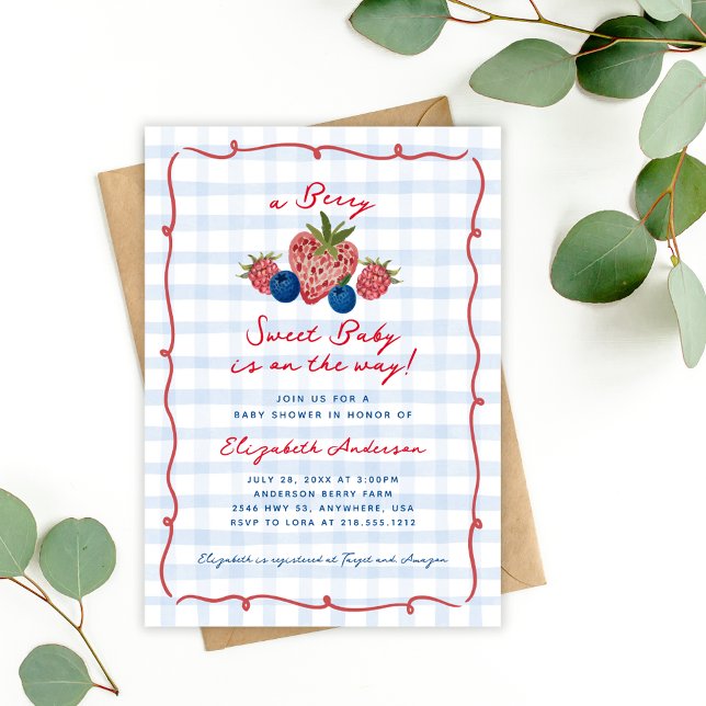 Quirky Hand Drawn Berry Sweet Baby Shower Invitation (Quirky Hand Drawn Berry Sweet Baby Shower Invitation)