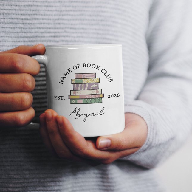 Quirky Hand Drawn Book Stack Book Club Member Coffee Mug (Creator Uploaded)