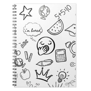 Quirky Hand Drawn Doodle Pattern Notebook