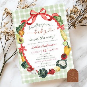 Quirky Hand Drawn Farmers Market Baby Shower Invitation
