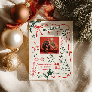 Quirky Hand-Drawn Holiday Photo Christmas Invitation