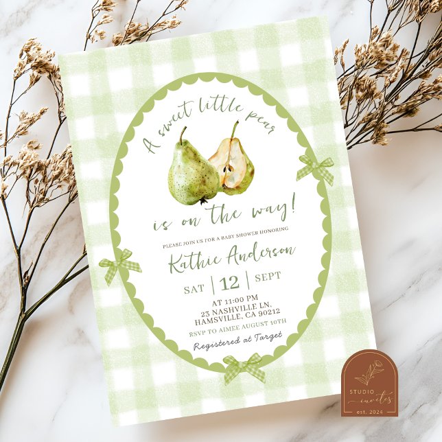 Quirky Hand Drawn Illustration Pear Baby Shower Invitation (Creator Uploaded)