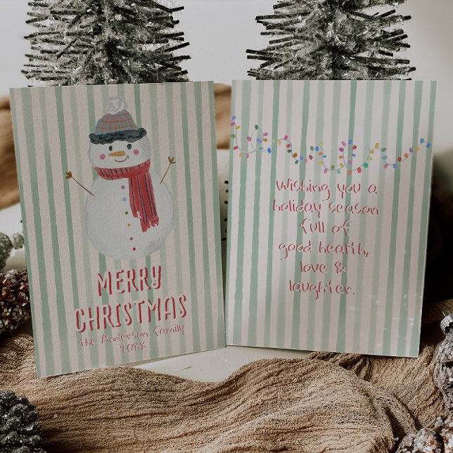 Quirky Hand Drawn Snowman Christmas Non-Photo Holiday Card (Creator Uploaded)