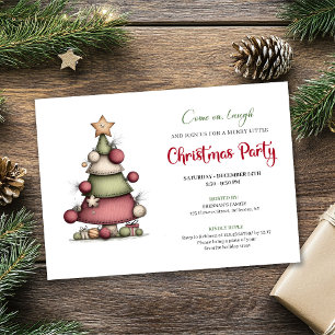 Quirky hand drawn tree festive holiday invitation