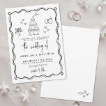 Quirky Hand Drawn Whimsical Wedding Invitation<br><div class="desc">This unique and whimsical wedding invitation is perfect for couples looking to add a playful, creative touch to their big day. Designed in classic black and white, it has the charm of a hand-doodled masterpiece, as if lovingly sketched with handwritten notes. The centerpiece of the design is a wavy frame...</div>