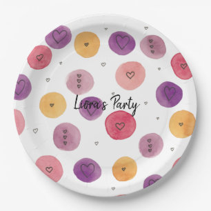 Quirky Hearts Paper Plate Customisable