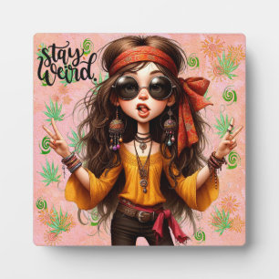 Quirky Hippie Chic Weird Tabletop Plaque w/ Easel