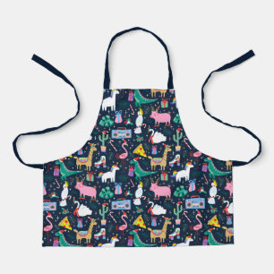 Quirky Holiday Animals and Icons Pattern Apron
