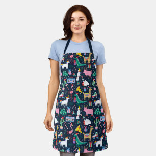Quirky Holiday Animals and Icons Pattern Apron