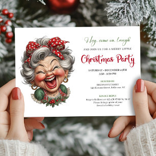 Quirky Holiday Grandma Fun Christmas Party Invite