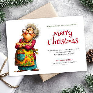 Quirky Holiday Woman Digital Custom Christmas Card