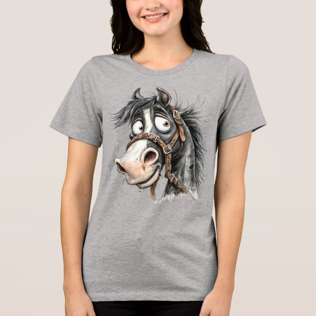 quirky horse Tri-Blend shirt (Front)